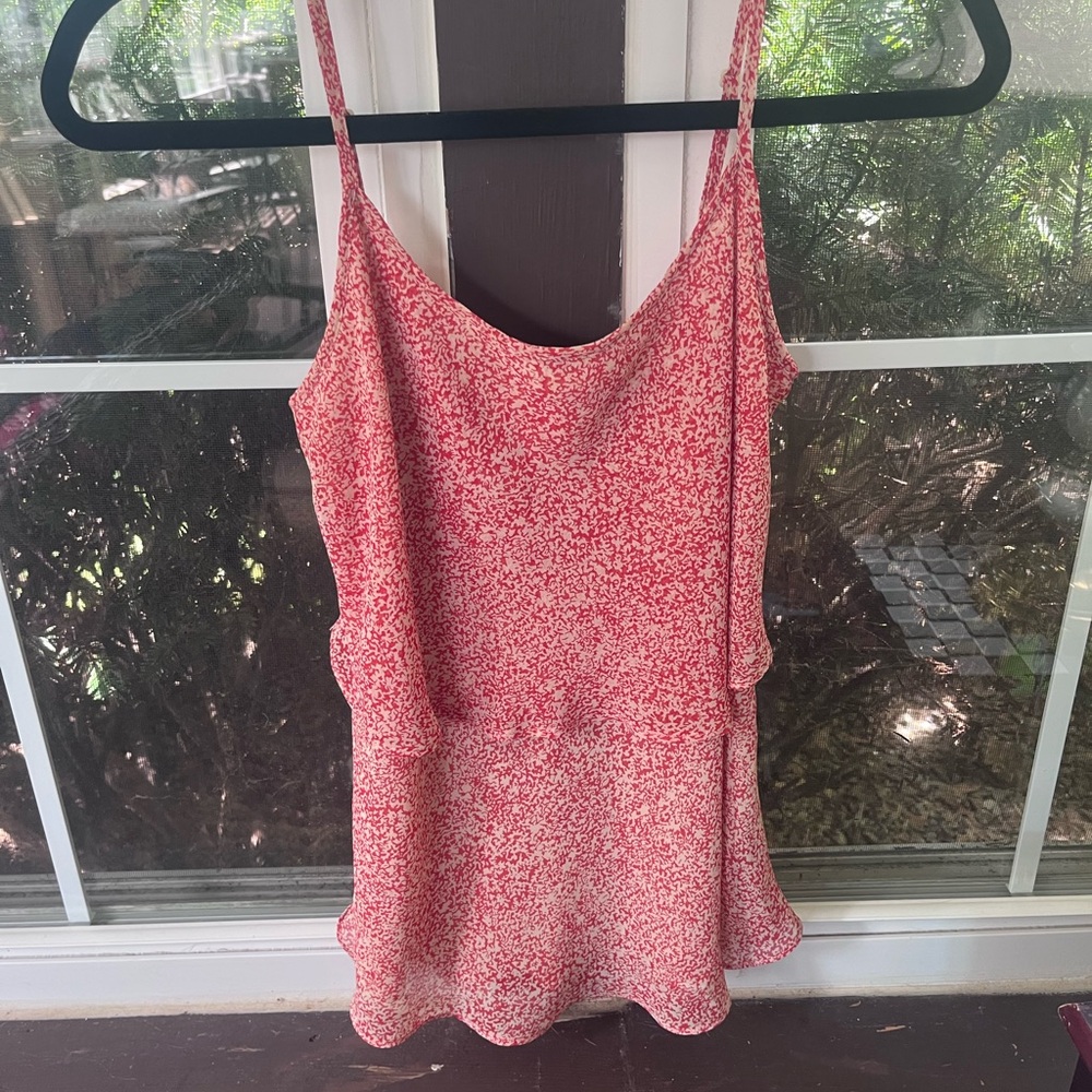 CAbi Pink Camisole Fitted Ruffled Top